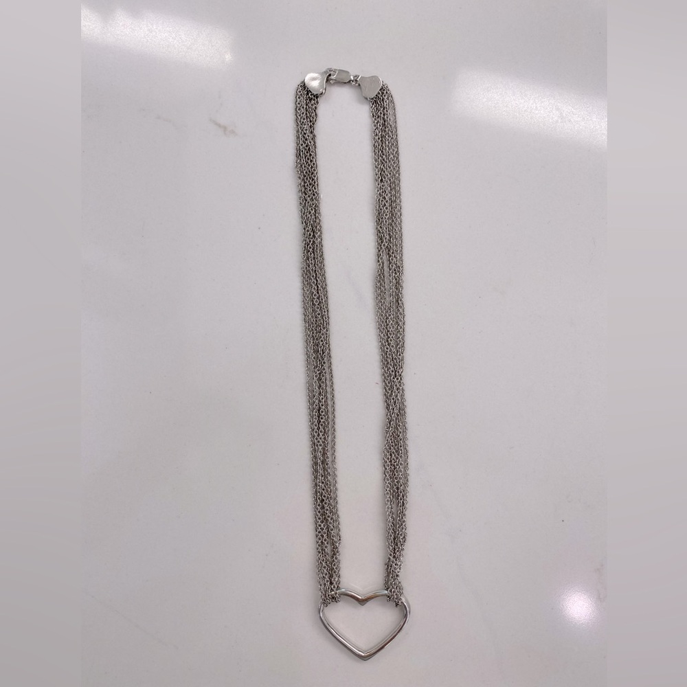 Heart Necklace, Sterling Silver, Multi-Strand - Picture 7 of 7